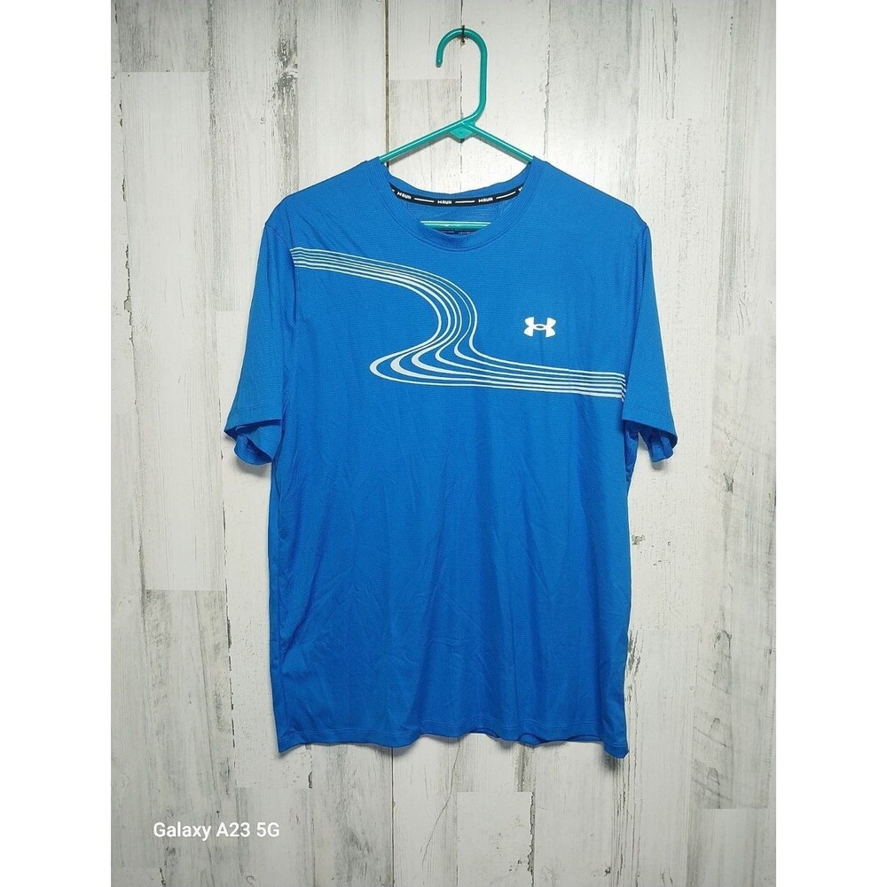 Under Armour Heatgear Run Men's Short Sleeve T-Shirt Size Large Fitted Blue